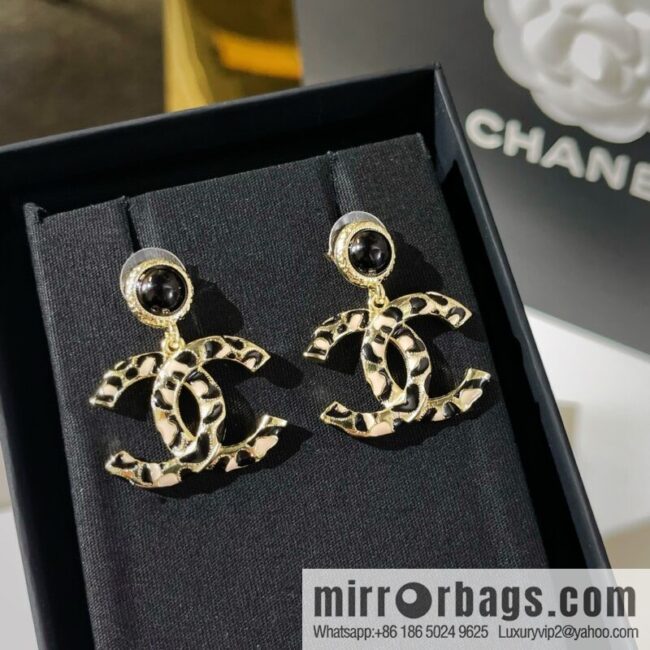 New ☑️ Chanel double c leopard print stud earrings
