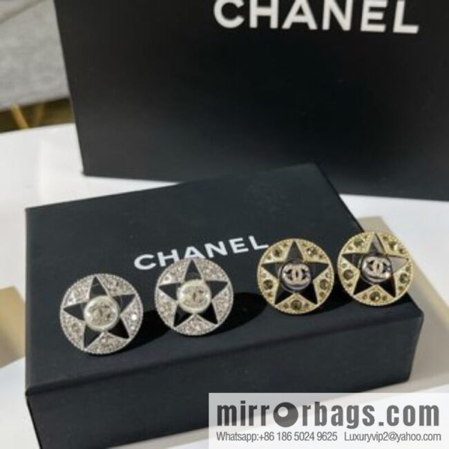 New ☑️ Chanel double c pentagram ⭐ star stud earrings