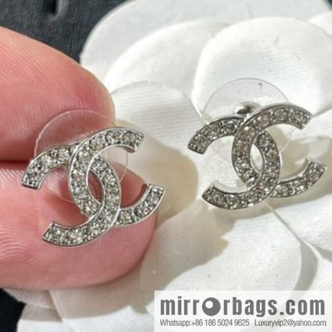 New ☑️ Chanel double c full diamond stud earrings