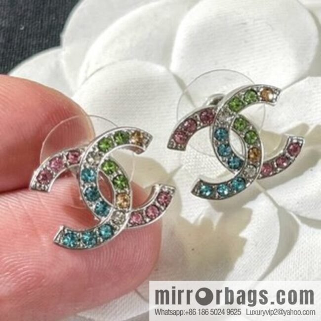 New ☑️ Chanel double c full diamond stud earrings