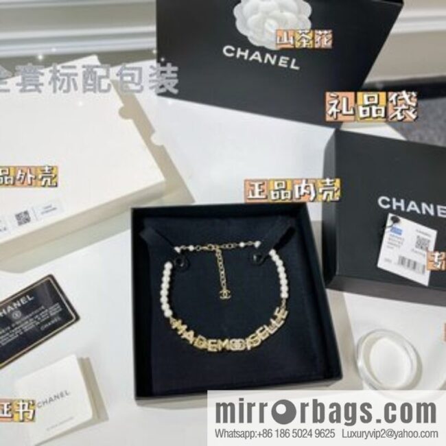 New ☑️ Chanel Double C Letter Pearl Necklace