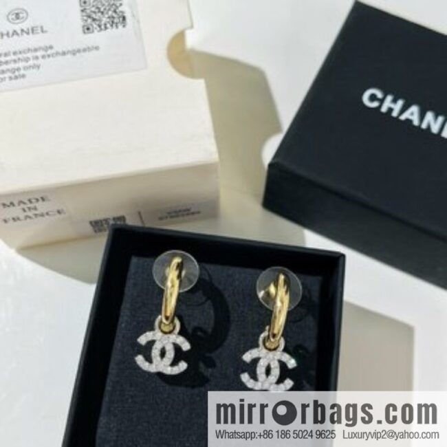 New ☑️ Chanel full diamond double c stud earrings