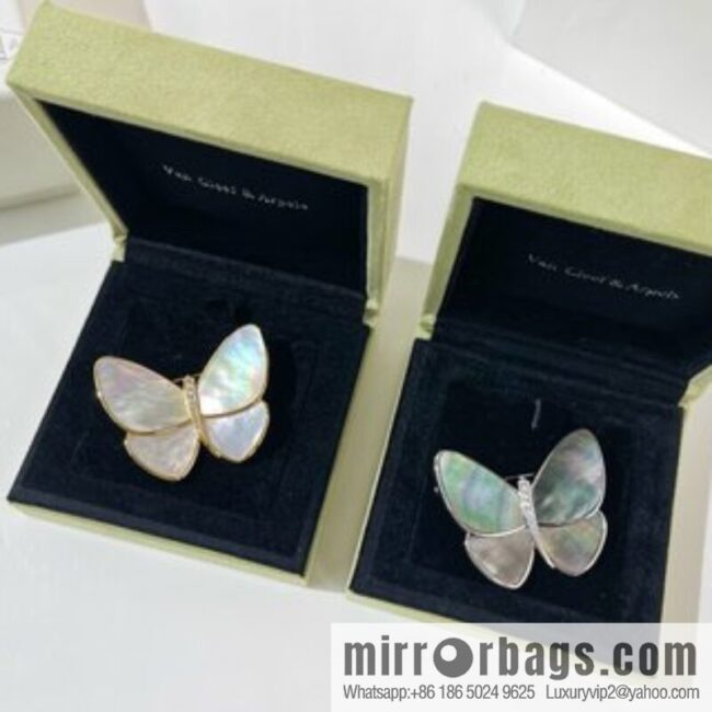 Van Cleef & Arpels White shells, grey shells, butterfly brooch