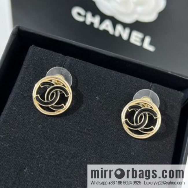 New ☑️ Chanel double c round stud earrings