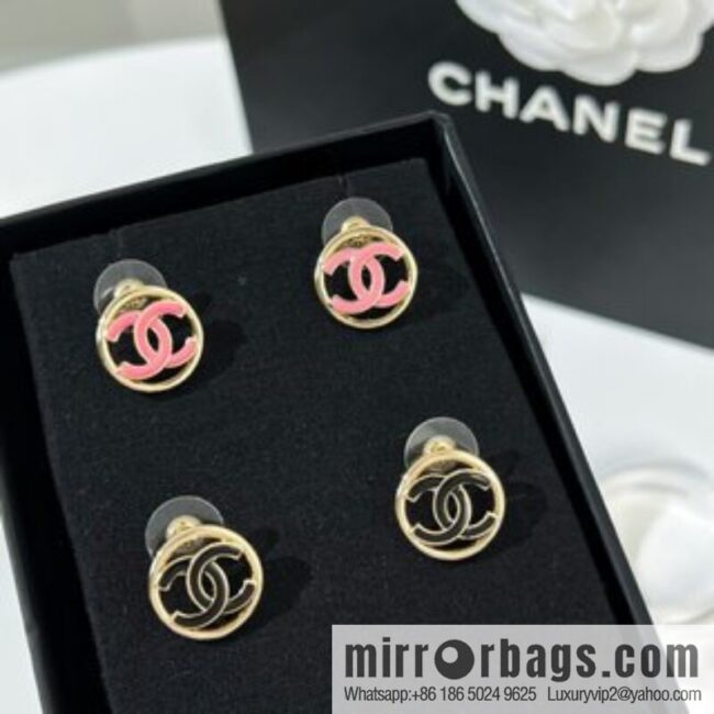 New ☑️ Chanel double c round stud earrings
