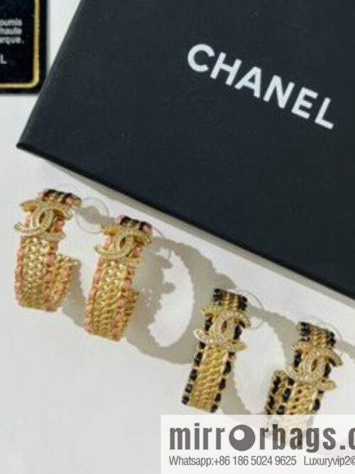 i1650728445_7692_1-800x800hrzwz2wt5jg31178_20250716033255.jpg New ☑️ Chanel double c pink black leather rope stud earrings