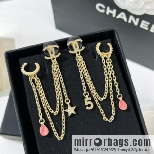 New ☑️ Chanel fringed 5-character star stud earrings clip