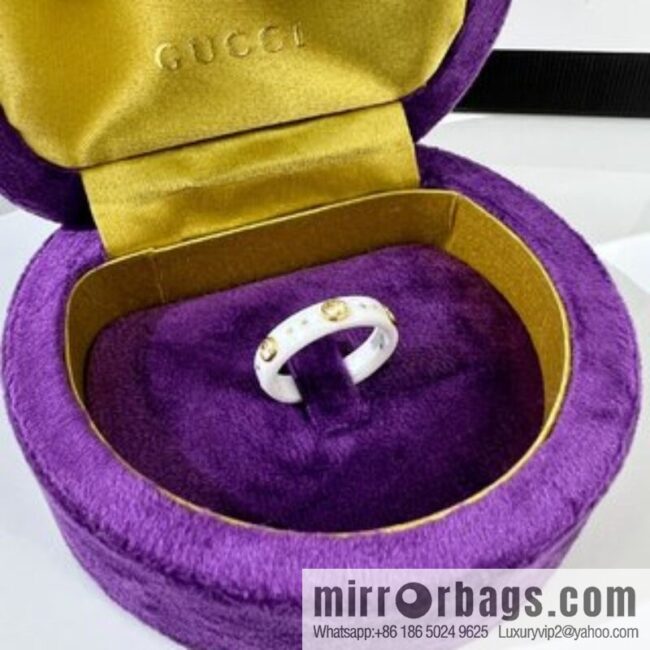 New Gucci narrow black and white ceramic ring