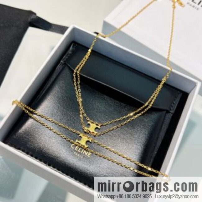 New Celine Arc de Triomphe gold double bracelet necklace