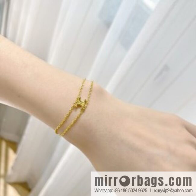 New Celine Arc de Triomphe gold double bracelet necklace
