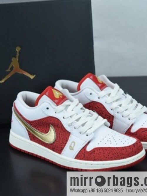 o_1fcaf5l3lgms1u721r3o18n11r9mfa-800x800po03dmejdsc74733_20250719065547.jpg Air Jordan 1 Low AJ1 white and red gold poker, low-top basketball shoes, item number: DJ5185-100