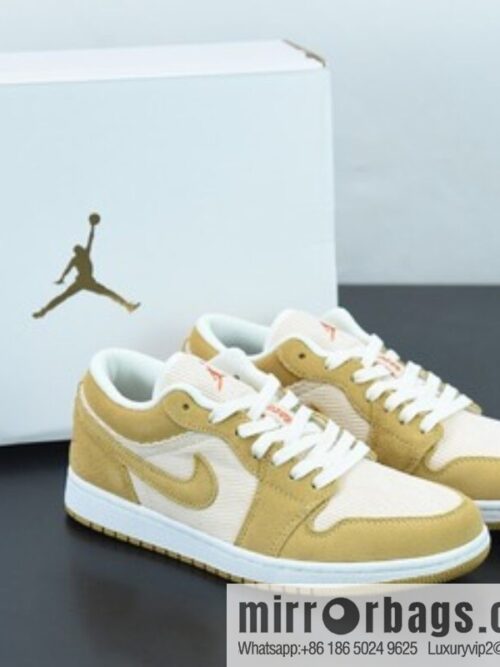 o_1fh50quiedarg69mm9v8sr6at-800x800heebshxhqe474777_20250719065609.jpg Air Jordan 1 AJ1 low beige yellow corduroy low-top basketball shoes item number: DH7820-700