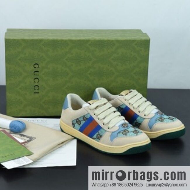 Gucci 2022 early spring the latest rhinestone models Distressed Screener sneakers Gucci small dirty shoes