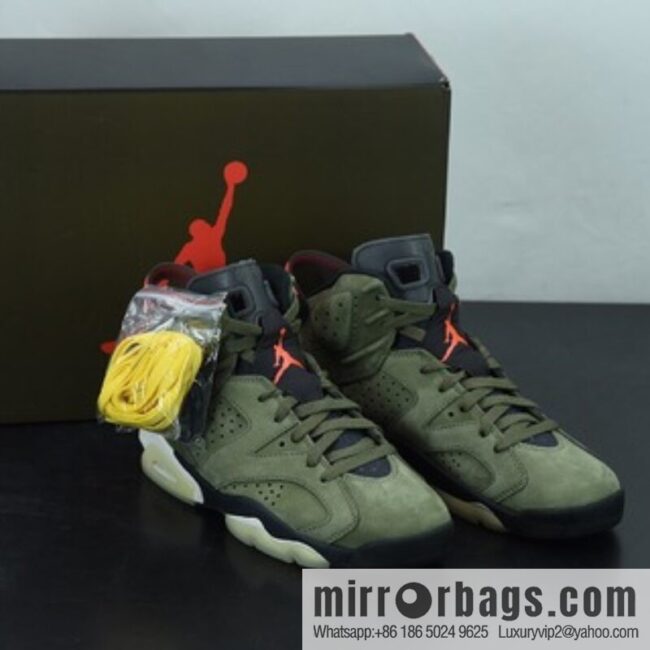 X00L6 Original Air Jordan 6 x TS joint AJ6 army green luminous men\'s high-top basketball shoes, item number: CN1084-200