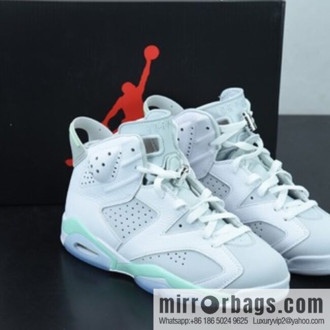 H00G6 Air Jordan 6 \"Mint Foam\" AJ6 pure original, white mint green, fresh and simple, basketball shoes, item number: DQ4914 103