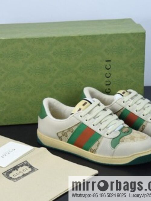 o_1fuj04ffafnir5qo0i1jh8kqgff-800x800vc0kqabn4nv80953_20250719075912.jpg Gucci Gucci small dirty shoes series, pure original green box Distressed Screener sneakers classic prototype Vintage versatile old small dirty board shoes