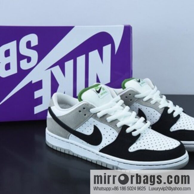 M00M5 pure original NK SB Dunk Low \"Chloroph yll\" gray-white-black, chlorophyll low-top casual sports skateboard shoes, item number: BQ6817-011