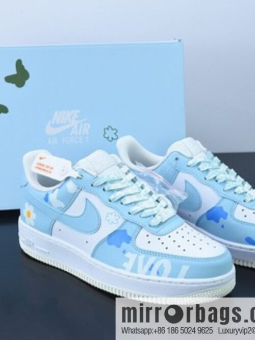o_1g7m34vp01u0d1mhnoem13dh1aengv-800x800diiisc3n03480163_20250719075141.jpg Air Force 1 07 LV8 🥰 Light Blue/Love \"Air Force One Sky Blue White Butterfly Flowers printed\" Low Top Sneakers SKU CW2288-661