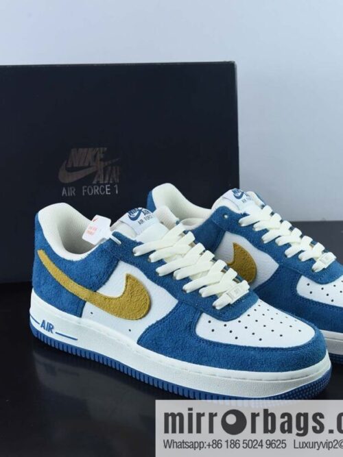 wsxc1669723400554_4-800x800uf41054hsfo44417_20250718030359.jpg Nike Air Force 1 Low 07 suede blue and yellow low-top casual board shoes, official item number: BQ8988 103K