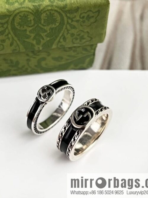 wsxc1669981772602_4-800x800pl1qqf2tjlt202306_20250709053734.jpg New Gucci Gucci His & Hers wide version narrow version double G black enamel ring