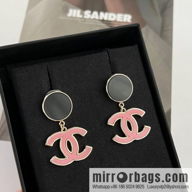 New ☑️ Chanel c2 double c black round stud earrings