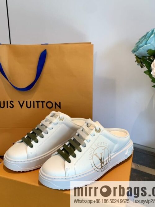 LV/Louis Vuitton 1v donkey brand | thick bottom gradual change half drag white shoes