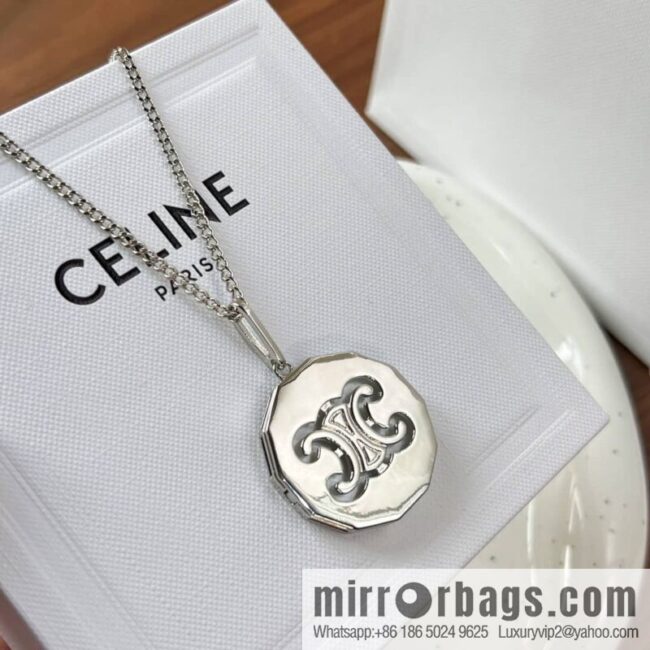 New Celine Arc de Triomphe white fritillary round necklace
