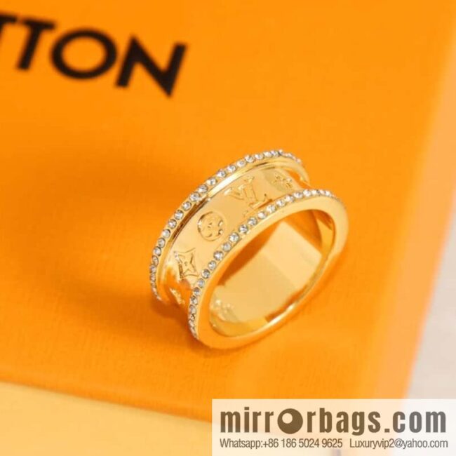 Louis Vuitton Louis Vuitton double row diamond LV letter ring