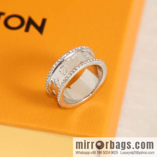 Louis Vuitton Louis Vuitton double row diamond LV letter ring