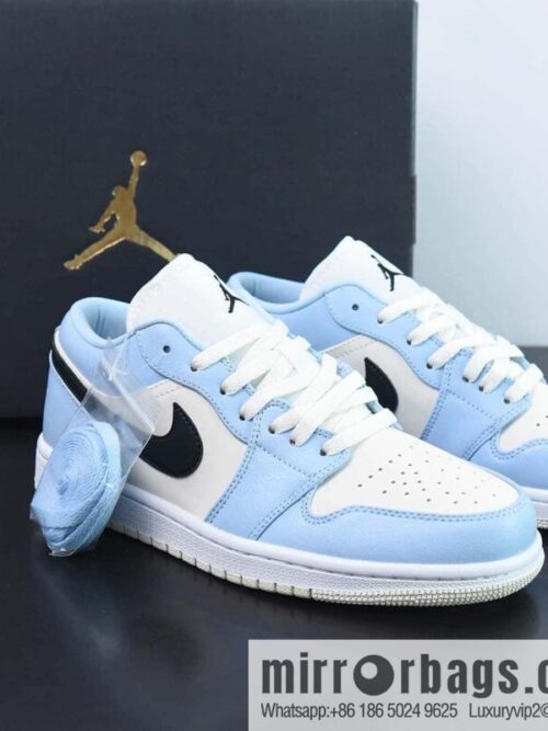 wsxc1680008756959_4-800x8002ieospvbsah26386_20250716025035.jpg NK Air Jordan 1 Low GS \"Ice Blue Black\" AJ1 Jordan Generation Low Top Classic Vintage Cultural Leisure Sports Basketball Shoes \"Ice Cream Blue Rice White and Black\" Item Number: 554723-401