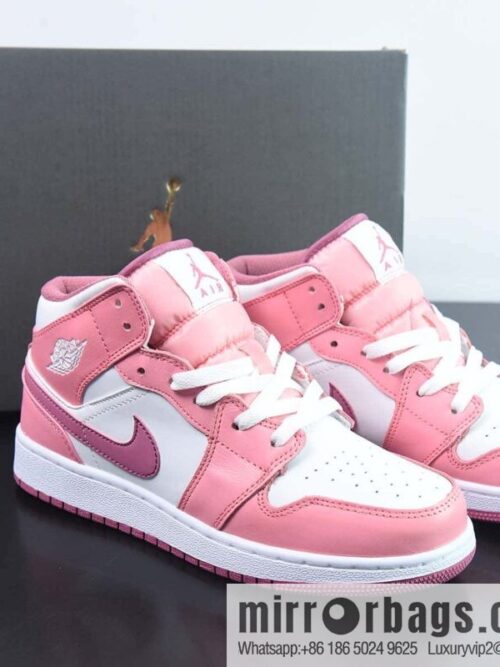 wsxc1680266811778_4-800x800mhtayr0z05422775_20250716022007.jpg Air Jordan 1 Mid GS AJ1 women\'s, pink and white, medium help casual basketball shoes, item number: DQ8423-616