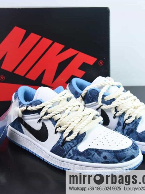 wsxc1681562964947_4-800x8003zugntg24lr15279_20250716011218.jpg NK Air Jordan 1 Low \"Washed Denim\" Joe 1 Jordan 1st Generation Low Top Denim, Washed Denim, Cashew Flower Hemp Rope Item Number: DM8947-100