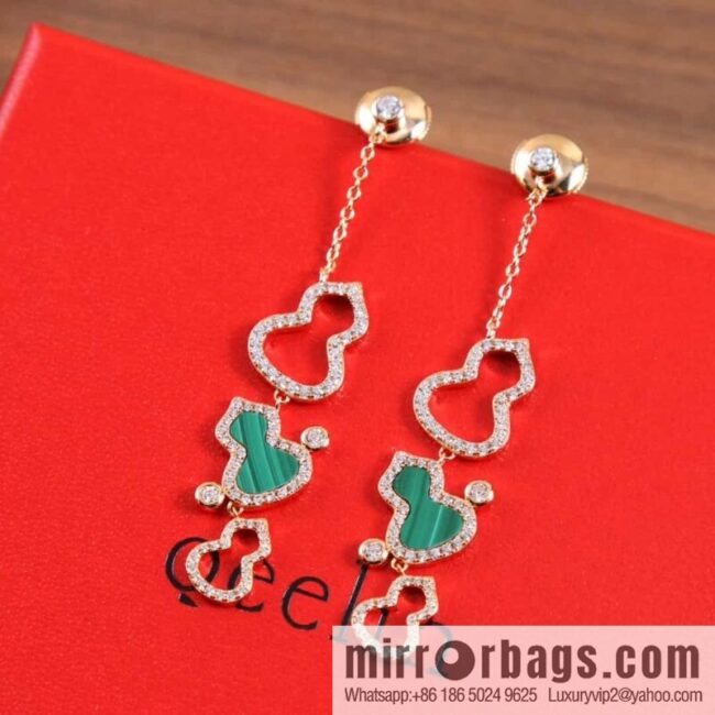 Qeelin unicorn cut-out full diamond agate malachite earrings