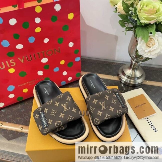 LV/Louis Vuitton 1v donkey brand | velcro platform slippers