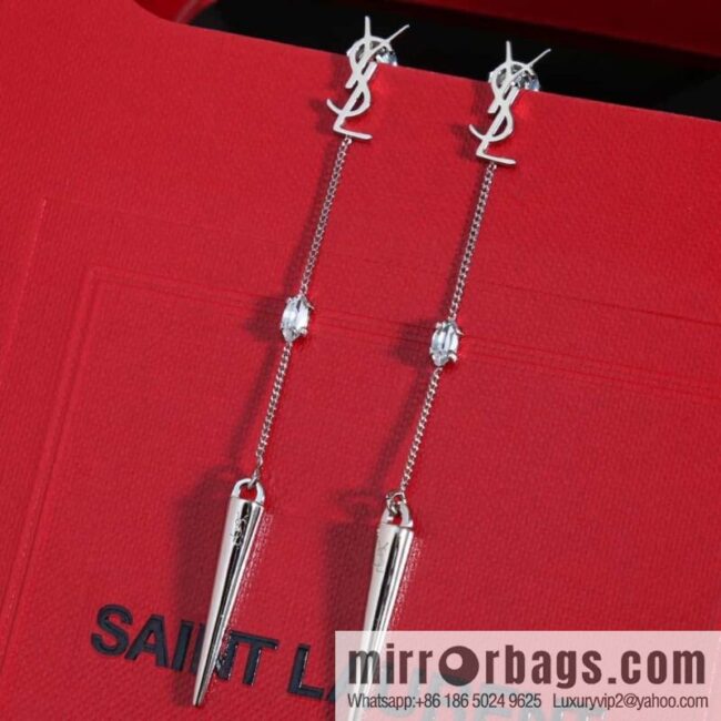 Saint Laurent YSL fringed stud earrings