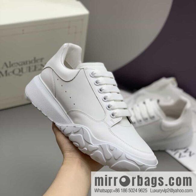 Alexander McQueen with leather heels and leather patchwork His & Hers sneakers