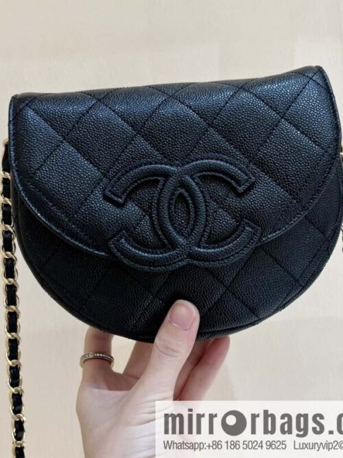 CHANEL 23P spring and summer trailer series, hidden big explosion saddle bag AS3867 black