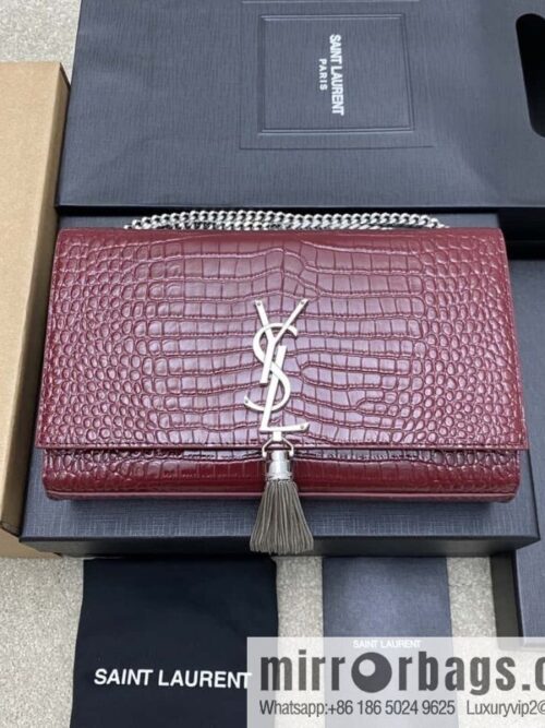 wsxc1692630903214_0-800x800pneflwmiryn68273_20250719023358.jpg Y\'s most classic style Kate crocodile pattern chain strap crossbody bag jujube crocodile/silver buckle Model: 377829