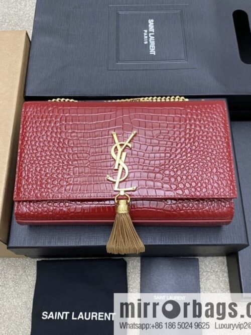 wsxc1692631148245_0-800x800heh5bkg1uvu68261_20250719023350.jpg Y\'s most classic style Kate crocodile pattern chain strap crossbody bag big red crocodile/gold buckle Model: 377829