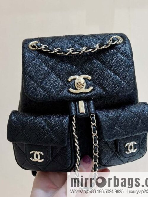 wsxc1693062090018_0-800x8005yg3lke25ds66681_20250719021256.jpg CHANEL 23P spring and summer trailer series, lychee leather duma double backpack AS3787 black