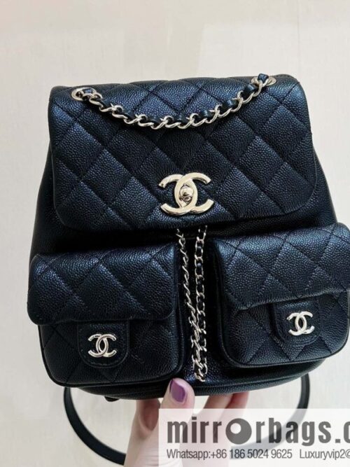 wsxc1693062547425_0-800x8002xdhgr1q3q166606_20250719021211.jpg CHANEL 23P spring and summer trailer series, lychee leather duma double backpack AS3860 black