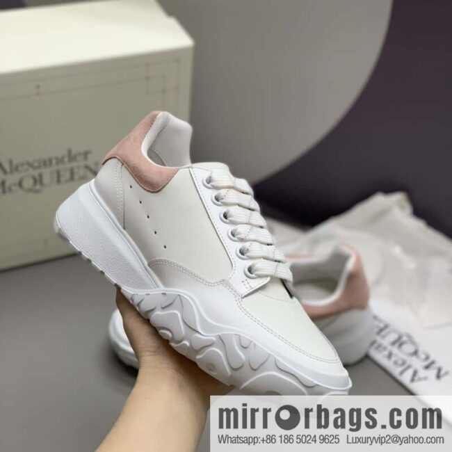 Alexander McQueen heel pink matte leather patchwork women\'s sneakers