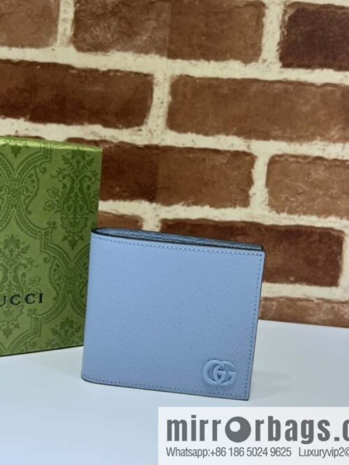 wsxc1696265666163_0-800x800ipq5xdfkihn50220_20250718042636.jpg GUCCI GG Marmont series leather (fabric) double fold wallet 428726 light blue pig pattern/light blue G