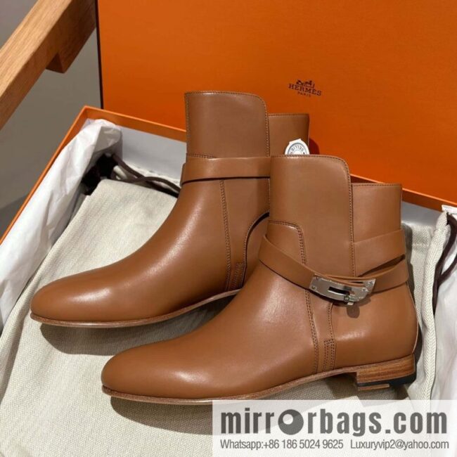 Hermès Kelly Buckle Boots, Brown