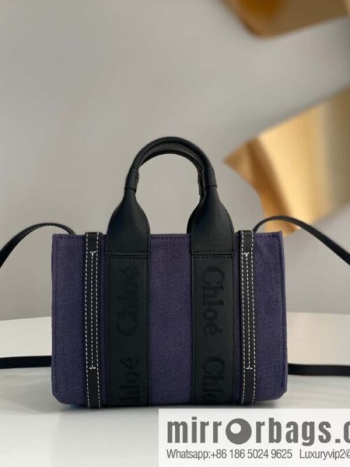 wsxc1711621980314_0-800x800lp5hzguowuy4746_20250715233645.jpg Chloe Woody Linen with Pitot Bag, Navy Blue with Black Mini20CM