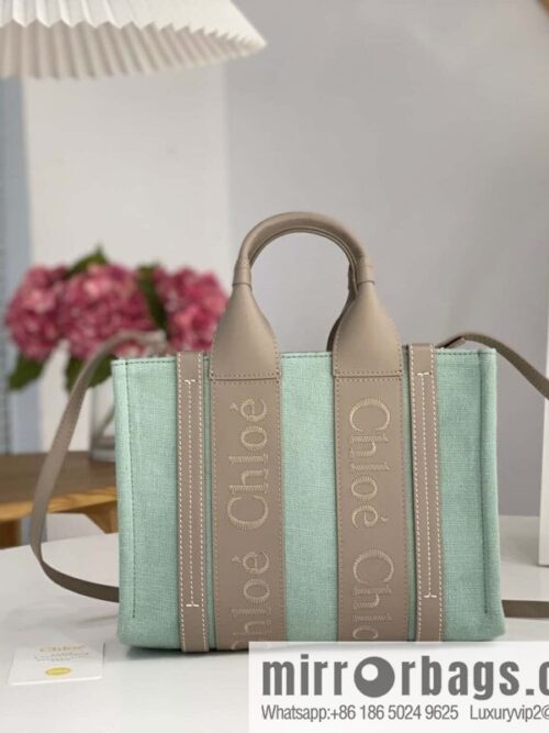 wsxc1711622735757_0-800x800zidsie30xis2664_20250715231735.jpg Chloe Woody Linen with Pitot Bag, Avocado Green with Grey Small 26CM