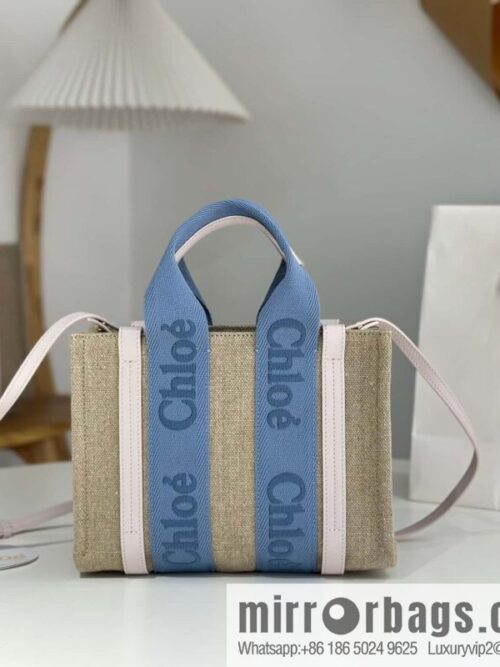 wsxc1712486403621_0-800x8004vjikb3d3x11871_20250715231006.jpg Chloe Woody Linen with Pitot Bag, Cream Powder/Blue Small 26CM