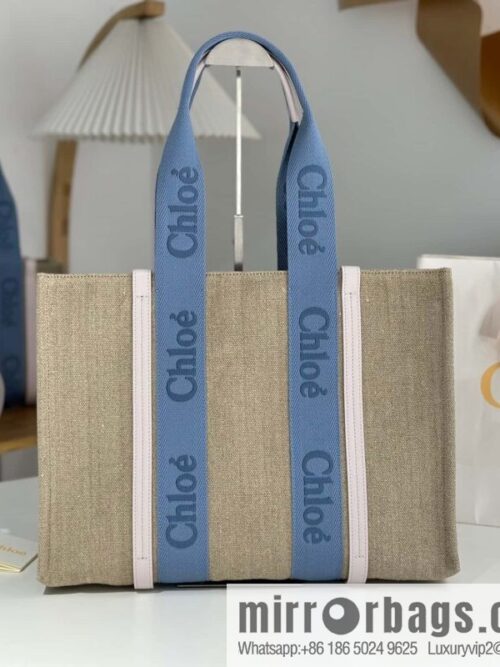 wsxc1712486659386_0-800x800nwu4zpihdir1840_20250715230944.jpg Chloe Woody Linen with Pitot Bag, Cream Powder/Blue Large 45CM