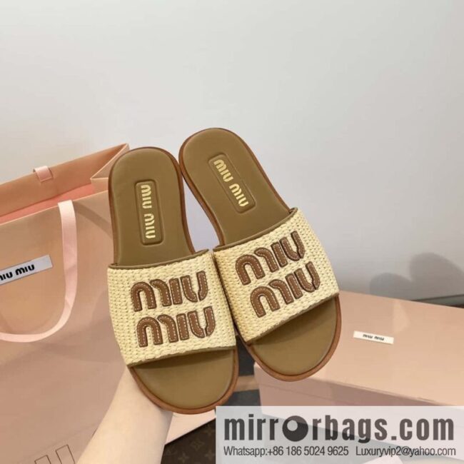 Miao Miao | | Spring and summer raffia woven alphabet slippers