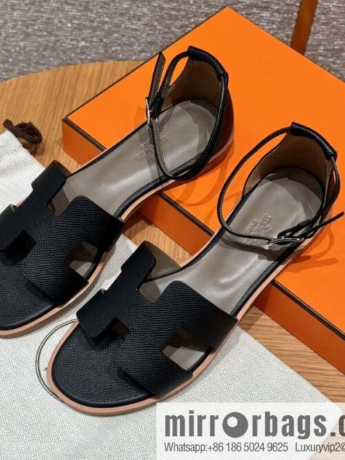 wsxc1715614371599_0-800x8004cu4hqgtaxa90191_20250701235655.jpg Hermès 196 Santorini sandals 50 palm print/Epsom black/CK89/Noir